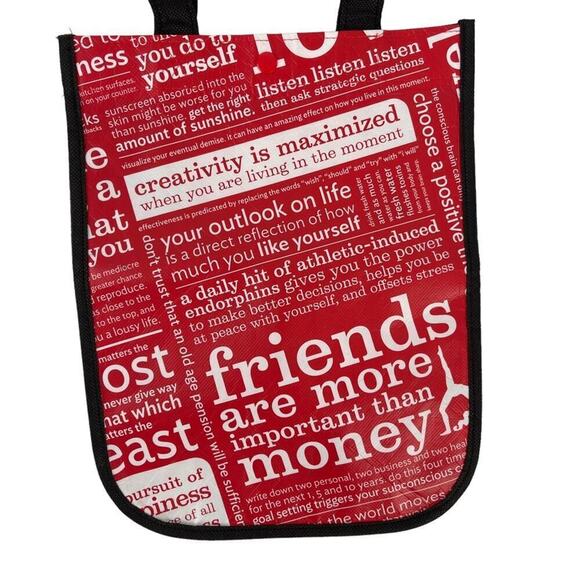 Lululemon Friends are More Important Than Money Shopping Tote Bag Red Black - Picture 10 of 14